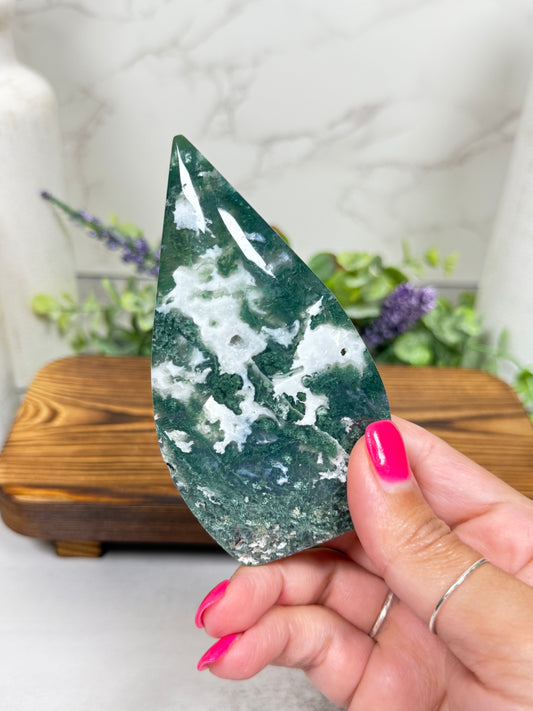 Moss Agate Teardrops - B