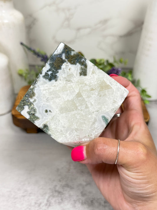 Moss Agate Cube - A