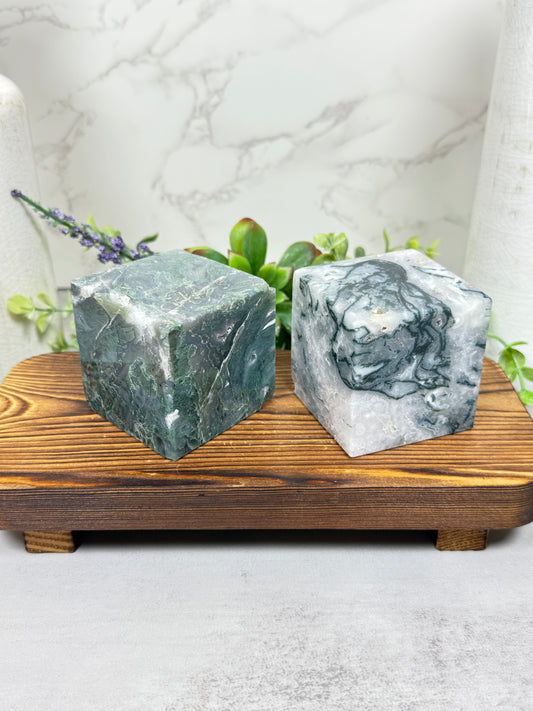 Moss Agate Cubes - B