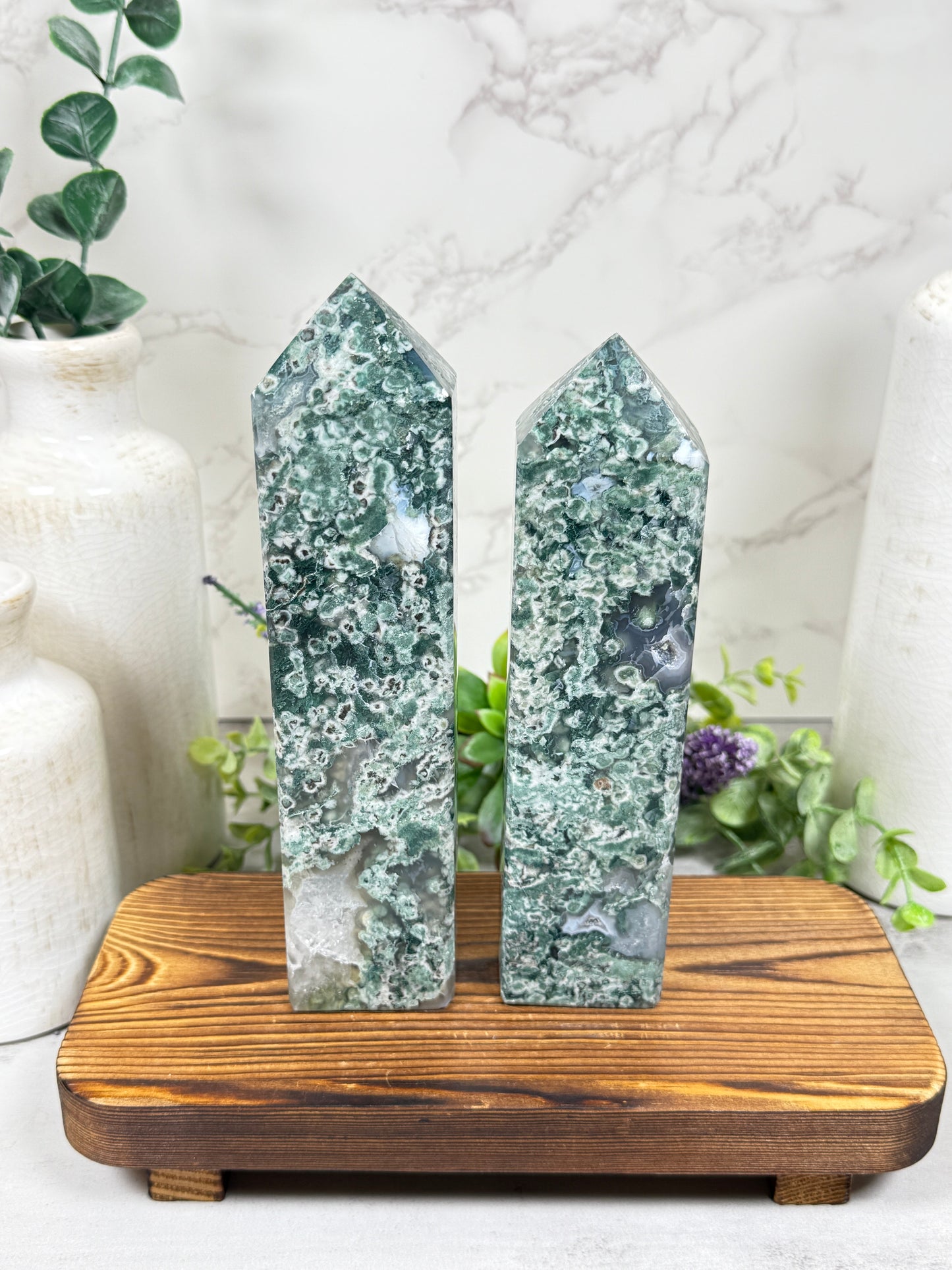 UV Moss Agate Towers