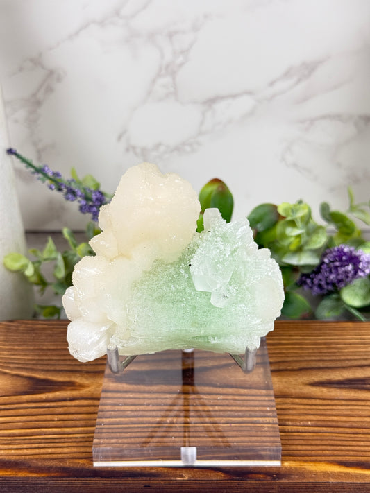 Green Apophyllite with Stilbite