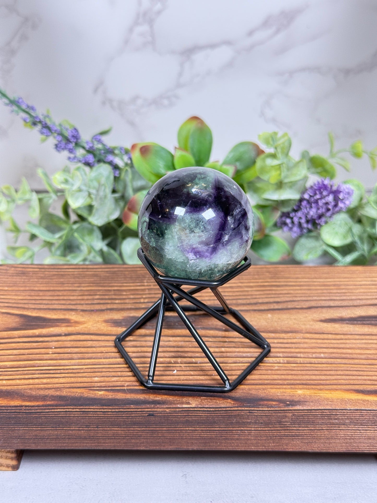 Dark Green + Purple Mini Fluorite Sphere