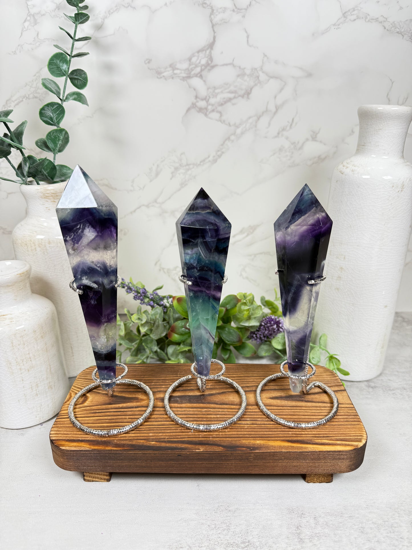 Blue + Purple Banded Fluorite Wands