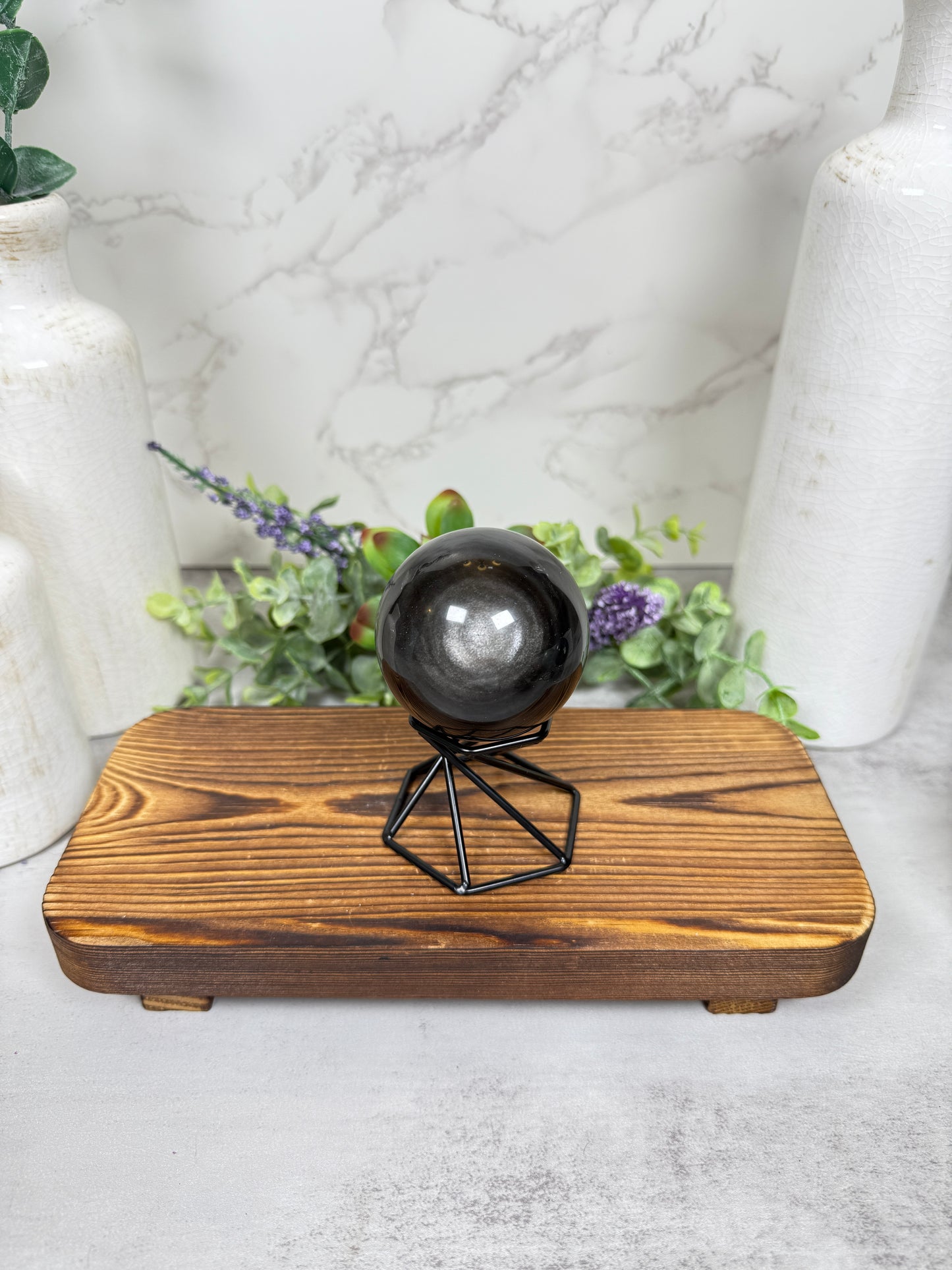 Silver Obsidian Sphere