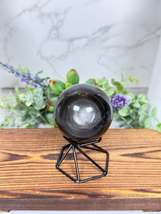 Silver Obsidian Sphere