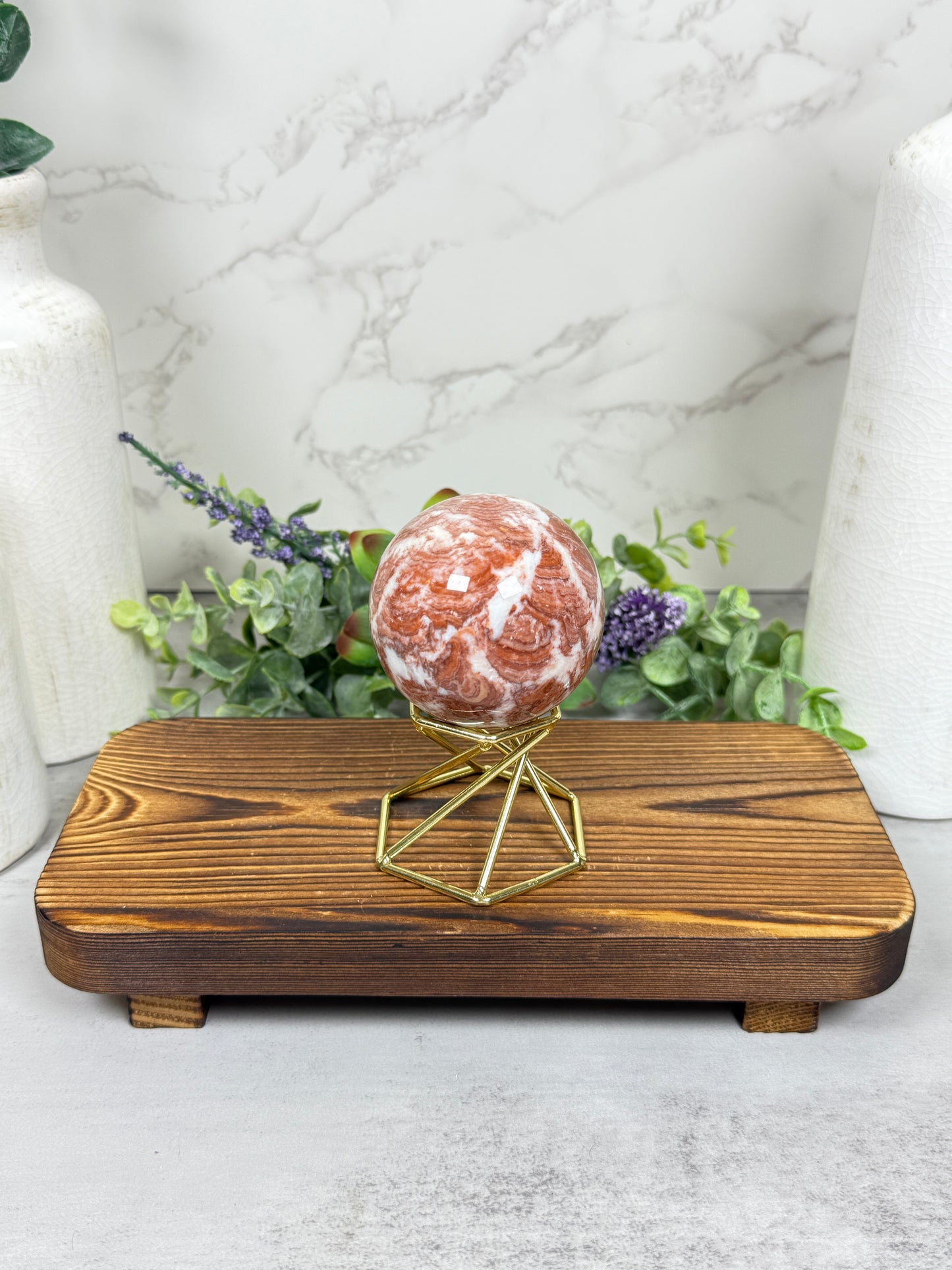 Red Pork Stone Jasper Sphere