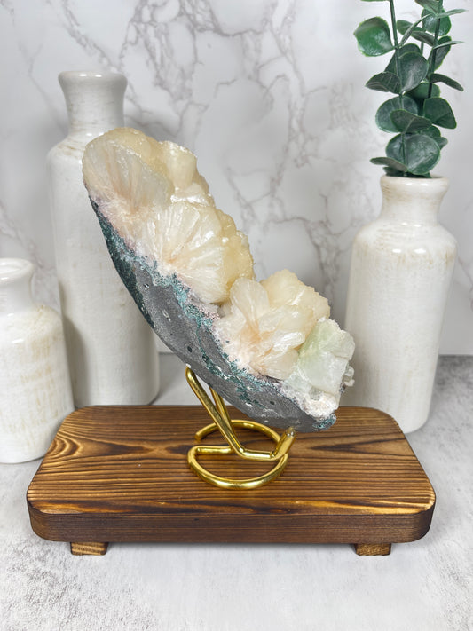 Stilbite Specimen with Green Apophyllite